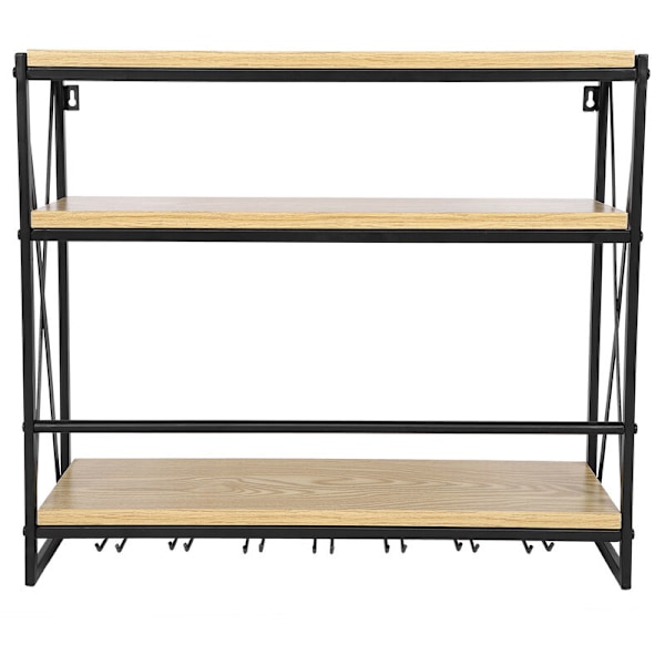 3-lags metallveggmontert vinstativ, metallhengende vinflaskeholder, glassholder