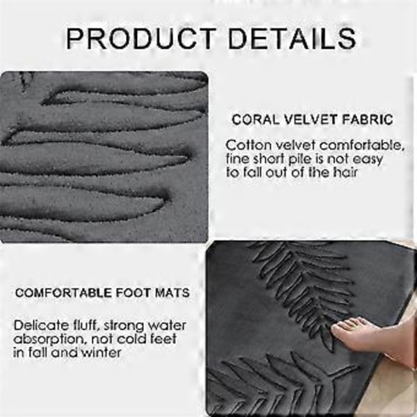 Badrumsmattor i Memory Foam Bladformad Badrumsmatta Halkfri Starkt Vattenabsorberande Mikrofiber Badrumsmatta Vattenabsorberande Badrumsmattor D