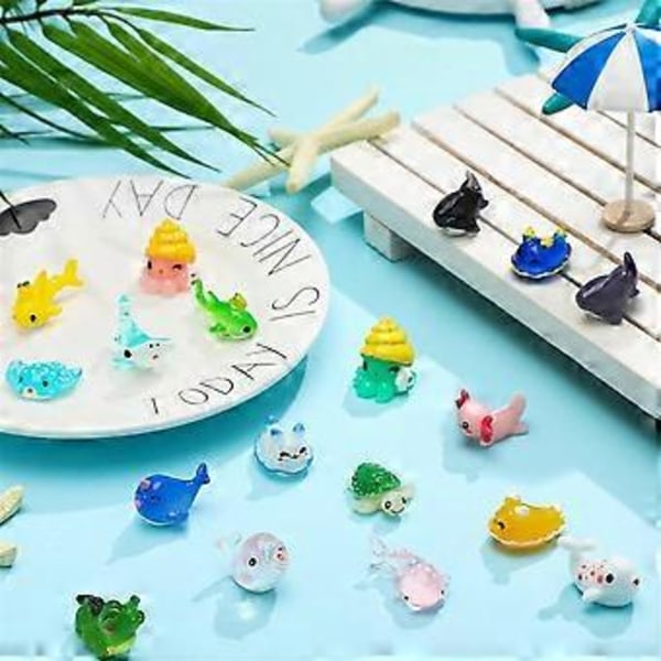36 stk. Resin Havdyr Figurer Ornamenter Miniature Havdyr Mini Resin Figurer Akvarium Ornamenter