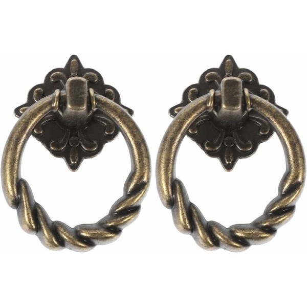 18 st Retro Skåpknoppar Vintage Kommodhandtag med Ringhandtag Antik Lådhandtag Ring Drop Ring Knopp Kommodlåda