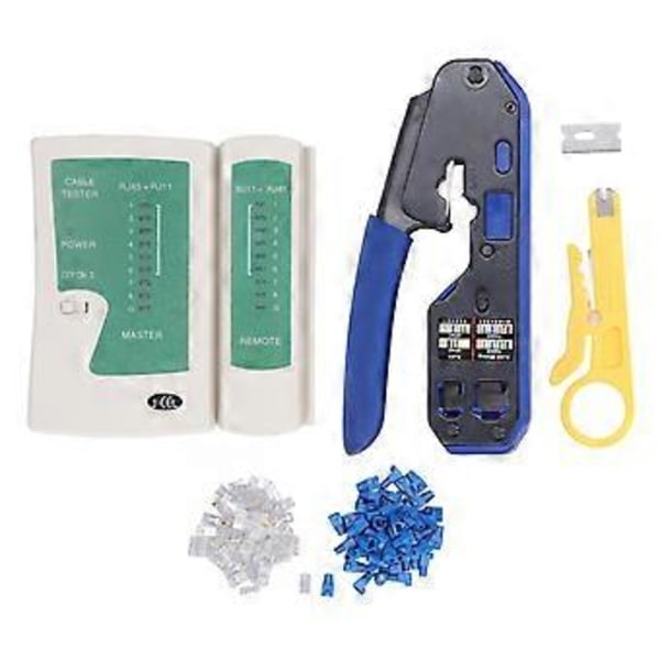 RJ45 Krimpverktøysett Terminalkrimper Ledningsterminaler Krimpverktøy for Cat5 Cat6 Rett Gjennom Koblinger