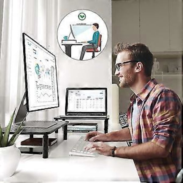 Hæve-/sænkebord til stationær computer, justerbar laptop-skrivebordshøjde, ergonomisk metalskærmholder med mesh-platform til laptop, computer