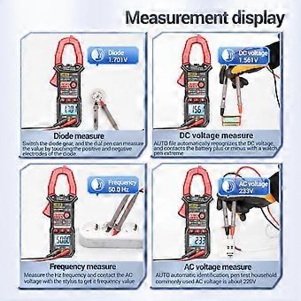 Kapacitans Hz Duty-Cycle Tester 6000 Tæller Stemme Broadcast Digital Clamp Meter