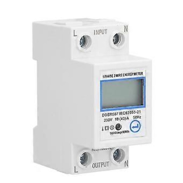 1-fas 2-tråds energimätare Multifunktionell LCD Digital Display 2p DIN-skena Elmätare för Hemmet