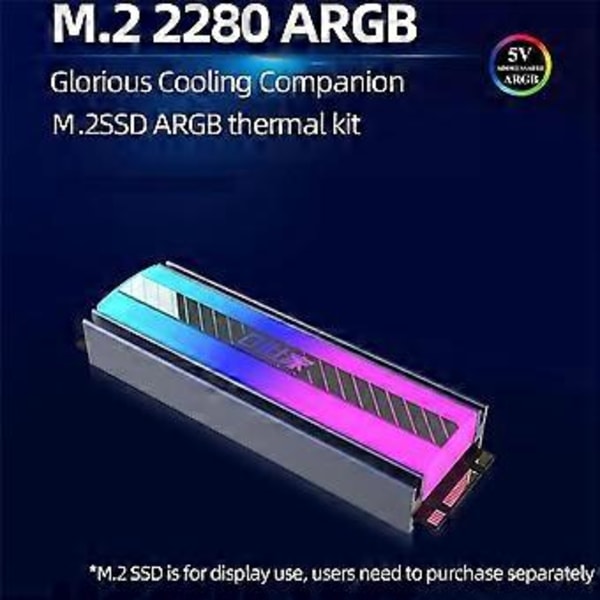 M.2 NVME SSD Køleplade 5V 3Pin ARGB Farvede Lys M.2 SSD Køler 2280 Solid State Drive Køler