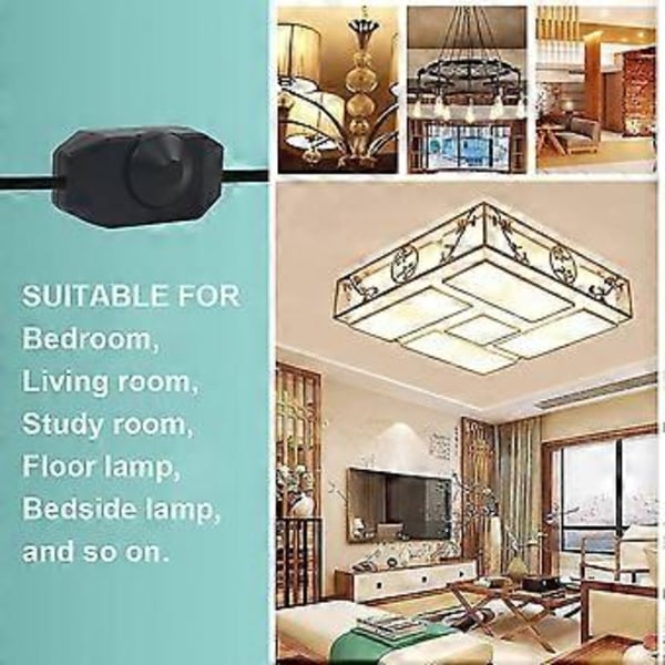 1a 220vac Design Himmennettävä LED-himmennin (pyörivä himmennin) LED himmennettävä, On/off, 110-220v, Johtoon asennettava kytkin, Musta