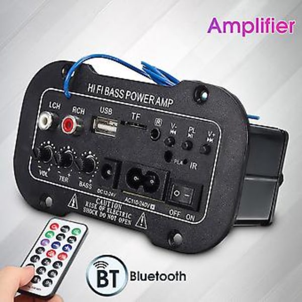 5 Tommer Bil Digital Forstærker Bluetooth Forstærker HiFi Bas Effektforstærker Stereo USB TF Fjernbetjening Bil Hjemmetilbehør