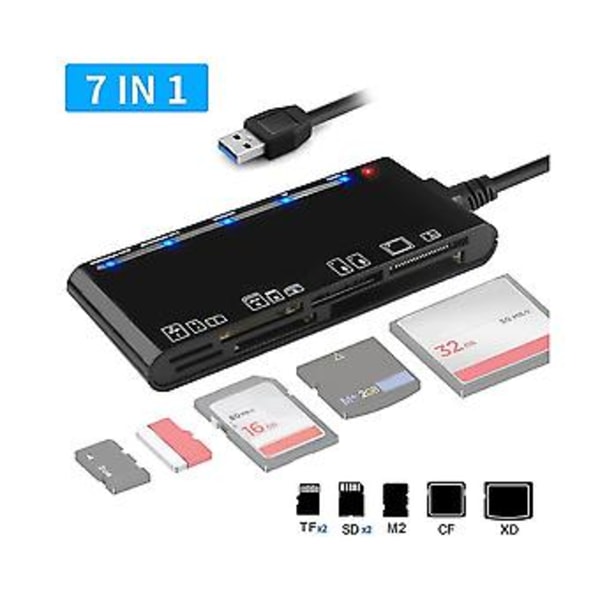 7-i-1 USB 3.0 Multifunktionskortläsare /XD//SD/TF För Vista/XP/7/8/10/, Linux