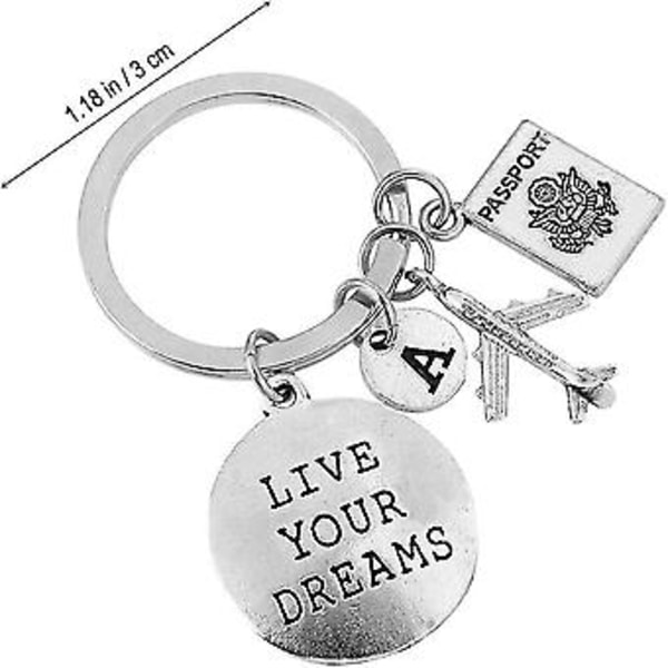 3 Pakning Live Your Dreams Reise Nøkkelring, kreativt Fly Nøkkelring Gave (d-4)