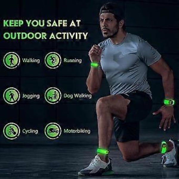 2-pack USB-uppladdningsbara reflexarmband, hög synlighet för löpare, vandrare, djurägare, bl