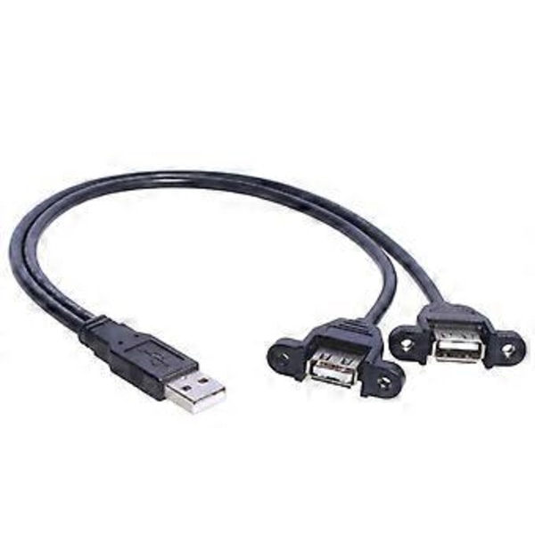 USB 2.0 Typ A Splitter, USB Y-kabel En Hane till Hona Dubbel Hub Strömkabel