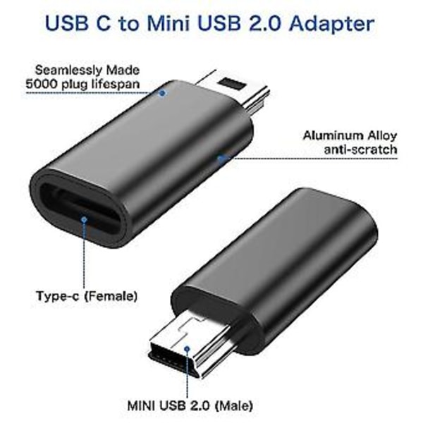 4 stk. USB C til Mini USB 2.0 Adapter Type C Hun Til Mini USB Konverter Adapter Til MP3 D