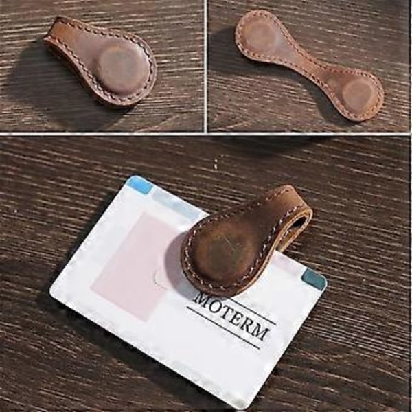 Magnetisk bogmærke i læder, Retro bogmærkeholder, Gave til bogelskere, Magnetisk bogmærke i læder (Brun+Kaffe)