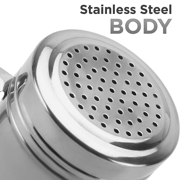 2 stk. rustfrit stål drysse shaker med låg og håndtag salt og peber shakers krydderi peber shaker