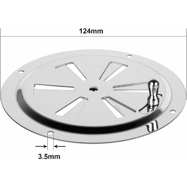 2 stk Runde Ventilationsgitter, 125mm Runde Rustfrit Stål Ventilationsgitter Ventilationsgitter Kanal Myggenet Udstødningsgitter Indgående Luft Udstødning