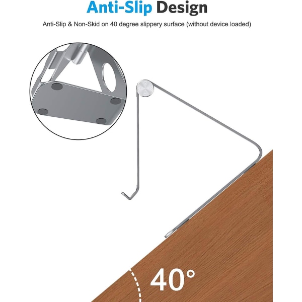 Justerbart aluminiumstabletstativ - Elegant grå bordtabletholder