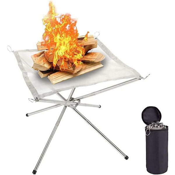 Portable Outdoor Fire Pit, Outdoor Fire Pit Foldable Barbecue Grill Stainless Steel Camping Fire Pit with Carry Bag Wood Firepits for Patio Camping