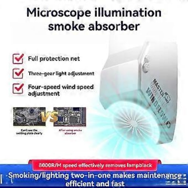 MECHANIC WindFlow X Udsugningsventilator med Lys Kraftfuldt Røgsugningsværktøj Egnet til Mikroskoper og Reparation af Telefon PCB