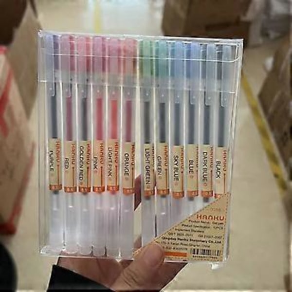 Studentpapper 12 färger vattenpenna jämn färg godisfärg enkel stil gelpennset 0,5 mm 12 färger ny förpackning
