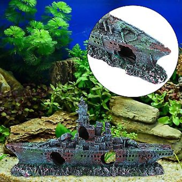 Simuleret Resin Skjul Båd Fisk Tank Akvarium Ornamenter Dekor