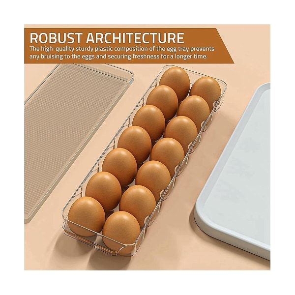 Æggebeholder 14 Æggebeholder med låg & håndtag, ægholder til køleskab, ægopbevaring & æggebr.