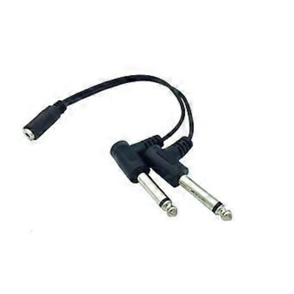 TRS Stereo 3,5mm Hona Jack till Dubbel 6,35mm Hane Plugg Mono TS Rätvinklig Ljudadapter Y Splitter Kabel Mixer Kabel