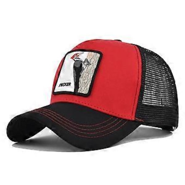 PECKER Broderad Baseballkeps Hackspett Patch Broderad Keps Mesh Keps Böjd Skärm Solskydd