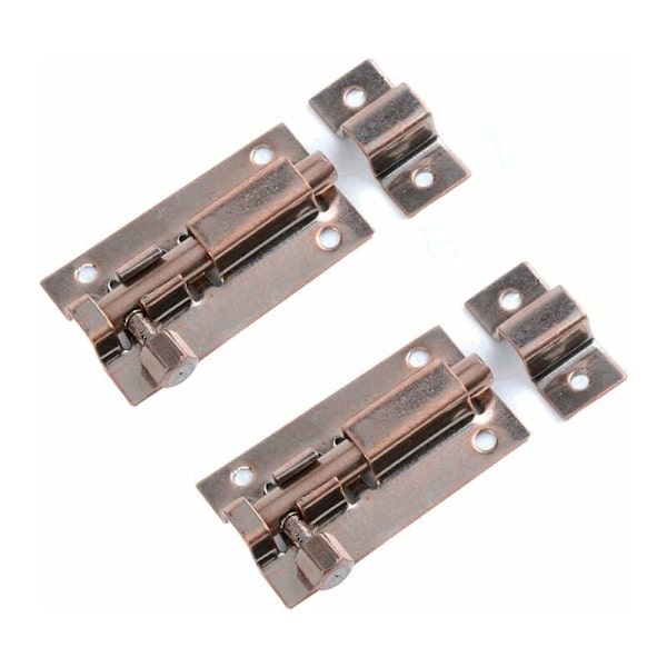 Dørbolter i rustfritt stål, 2 tommers møbelinnvendige dører langstrakte bolter, dørsikringslås, rød kobber, 54x28,6mm, 2 stk