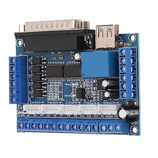 5-axlig Stegmotordrivrutins Interfacekort med Optokopplarisolering USB DB25-kabel Blå