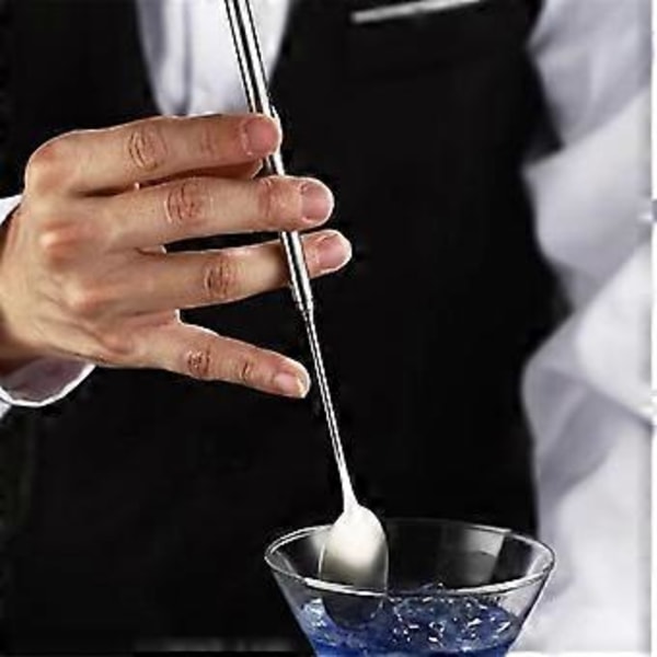 Infällbar barsked i rostfritt stål, barverktyg, bartender cocktailblandningssked, teleskopisk utdragbar lång sked
