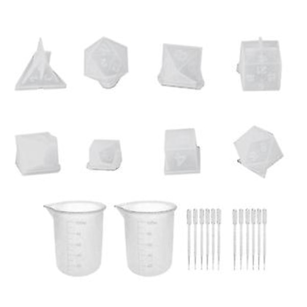 22 st Kristall Epoxy Set Tärningar Korn Filé Multi-specifikation Digitalt Spel Spegel Kristall Epo