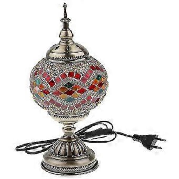 Håndlavet tyrkisk marokkansk mosaikbordlampe til skrivebord/natbord med EU-stik 4 SHZNV