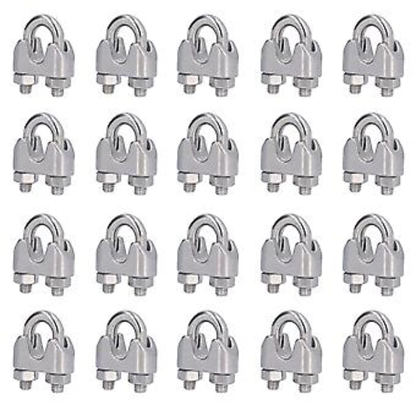 20 stk. rustfritt stål vaierklemme hardware rigging kabelklemme lås festeklemmer M3 (3 mm)