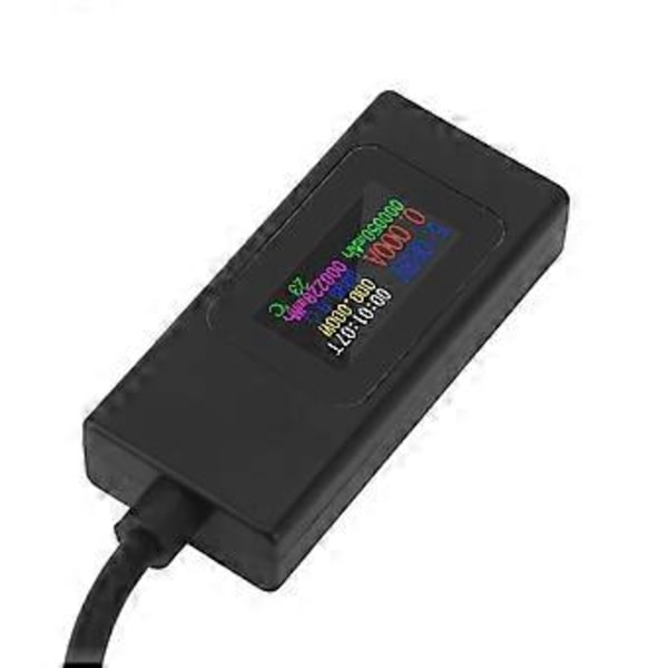 USB C Tester Fargeskjerm Multifunksjonell Toveis Testing USB Strømspenning Måler for Telefon Datamaskin Svart