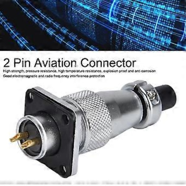 2-polig Metall Aviation Connector Adapter Vattentät Zinklegering WS16 Aviation Connector AC 500V