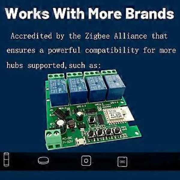 Zigbee Tuya Smart 4CH Relämodul DC5V 7-32V RF433Mhz Fjärrkontroll Ljusbrytare Fungerar med Alexa Home