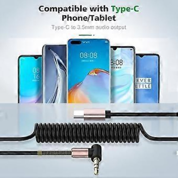 USB Typ C till 3.5mm Ljudkabel Audio Aux-kabel För Bil Hörlurar Högtalare Tråd Linje 3.5 Jack Aux USBC Ljudsladd