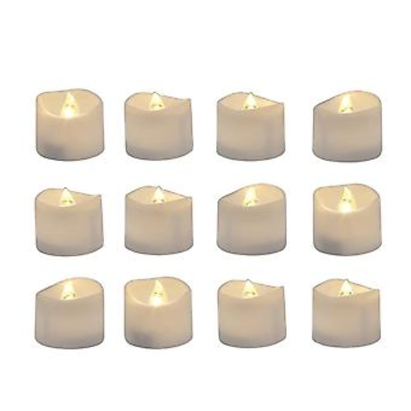 12 st Fladdrande Batteridrivna Flamlösa LED-värmeljus, Elektrisk Vågeffekt