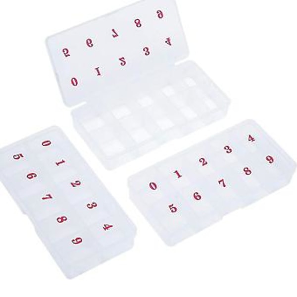 3 st Nagelspetsar Transparent Låda Med 10 Numrerade Tomma Fack Fodral Behållare Nagelkonst Organizer Låda
