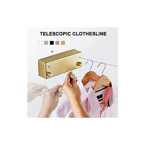 Retractable pyykkinaru, kaksinkertainen näkymätön teräslanka ilman reikää pyykin kuivaamiseen,