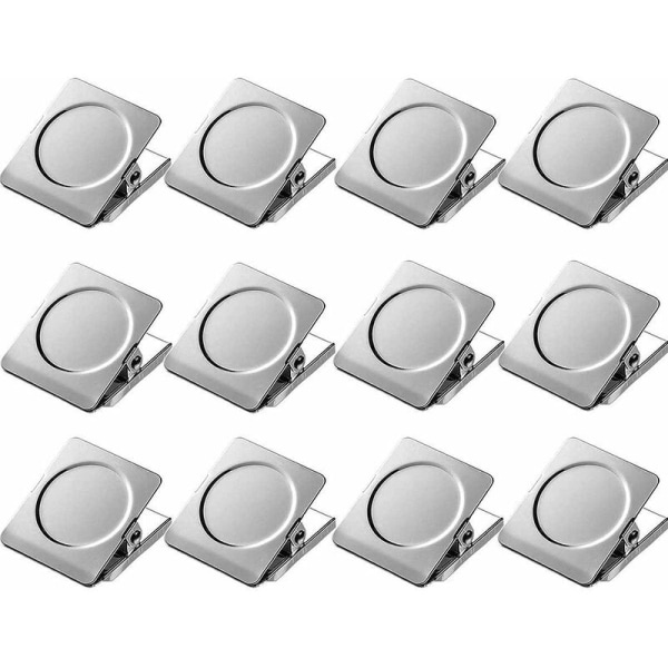 Magnetic Clips 1.5" Pack of 12 Heavy Duty Magnetic Metal Hanging Clips Hard Magnetic Clips for Whiteboards Fridges Classrooms Freezers