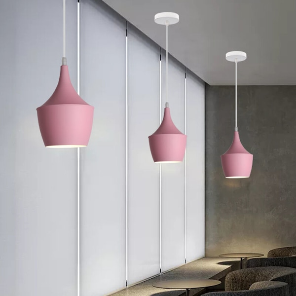 Modern hängande pendellampa inomhus taklampa enkel nordisk ljuskrona rosa