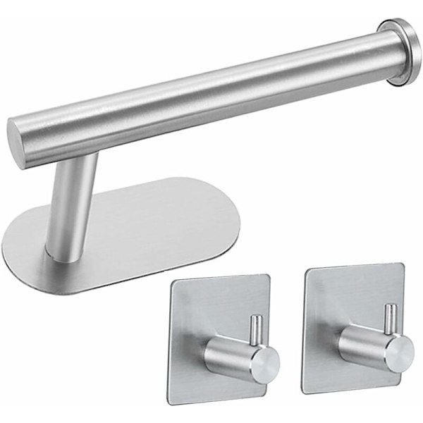 3 wc-paperitelineen pidike - Ei porausta - Ruostumaton teräs - Ihanteellinen kylpyhuoneeseen, wc:hen, keittiöön - Hopea