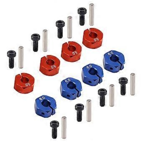 4 kpl Alumiiniset 6mm Paksuiset Pyörän Kuusiokoloavaimet 12mm Vetoakselin Navat Tapeilla ja Ruuveilla RC Autoihin Maastoautoihin Slash