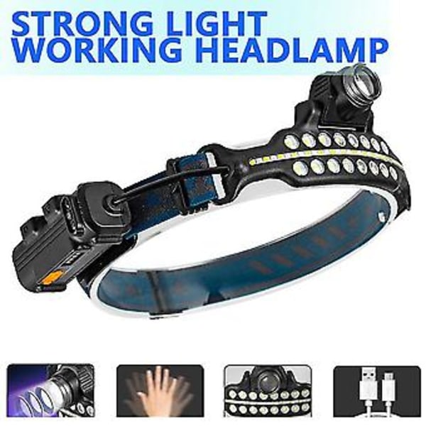 COB Sensorlampa Blixt med Inbyggd USB Uppladdningsbar L