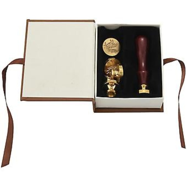 Voks Segl Stempelsett, 6 stk Botaniske Seglvoks Stempel Messinghoder + 1 stk Trehåndtak Med Gave B