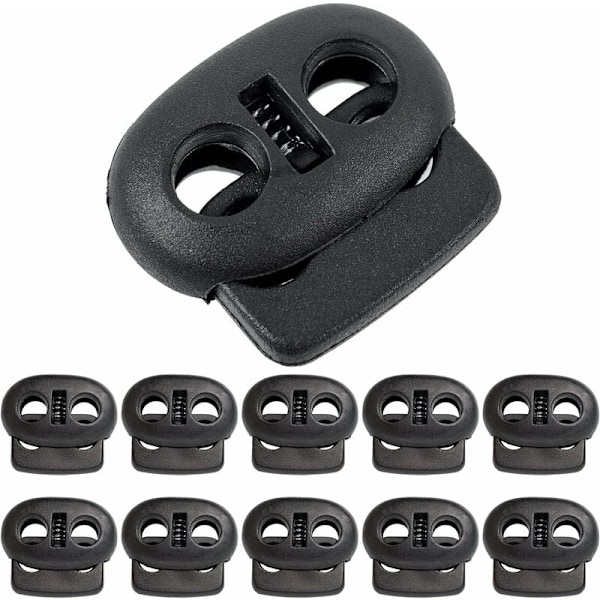 50 st snörlås, 2 hål, 20 x 18 mm, 4 x 4 mm hål, idealisk för Ø 3 mm snören, plast snörlås, snabbfrisättning skosnören, snörglidare, tejpklämma