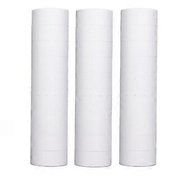 3 Rør Prisetiketter 15000 stk Enkel Rad Prispistolmerke 21x12mm for M5500 MX5500 Hvit