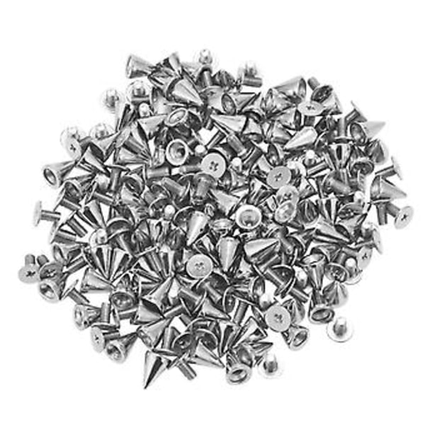 100 st/set 9,5 mm Silver Koniska Spikar Skruvrygg Nitar DIY Hantverk Coola Punk