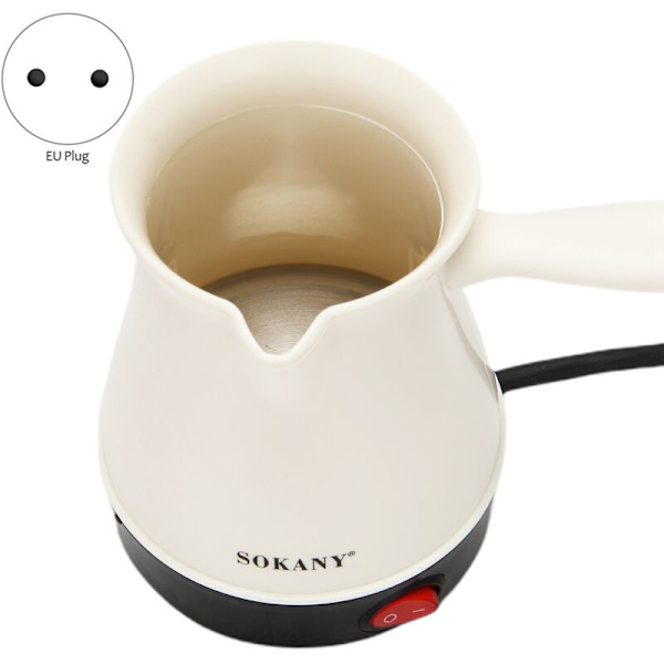 Elektrisk kaffemaskine 220V 500ml bærbar hjemmekontor Moka-kande græsk tyrkisk espressokande perkolatormaskine og varmebestandigt EU-stik